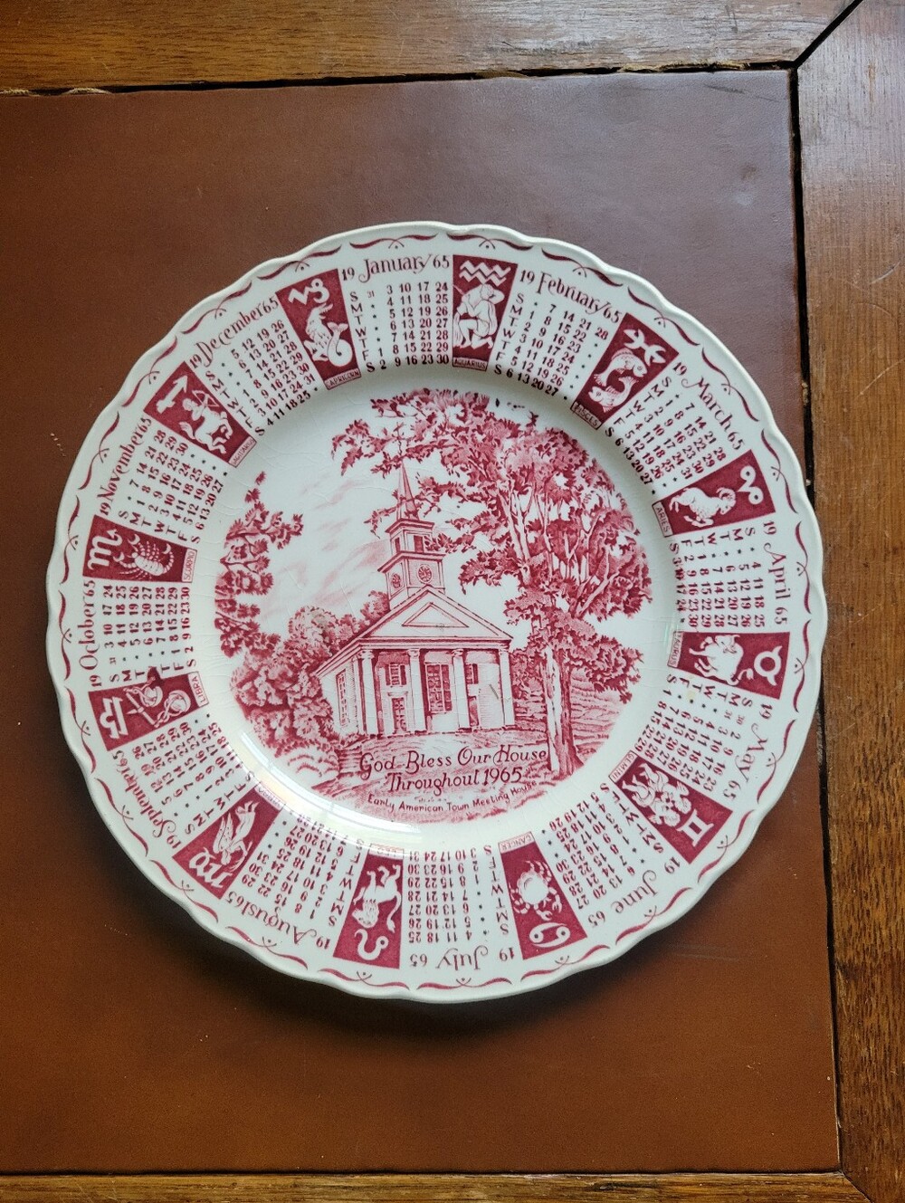 Antique Royal Staffordshire 'God Bless Our House' Zodiac Calendar Plate (1965...